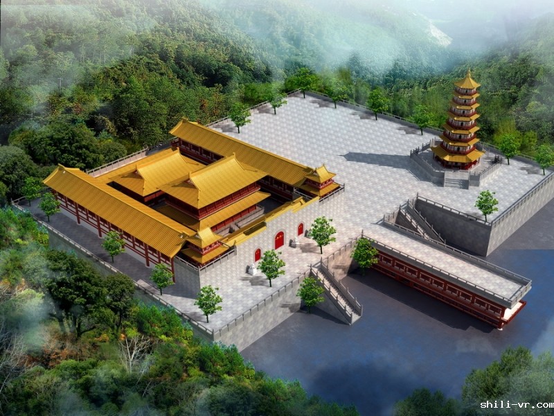 寺庙鸟瞰效果图